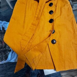 Boden Orange Mini Skirt with Black Buttons